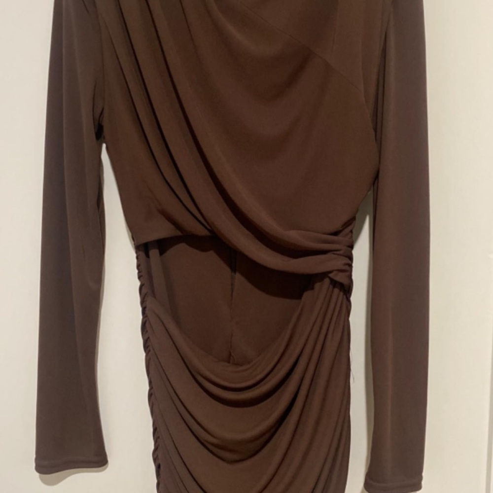 Elegant Brown Long Sleeve Dress